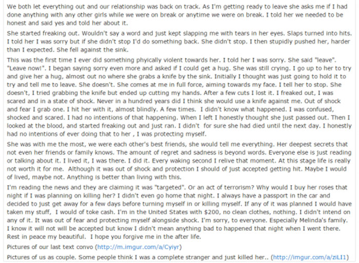 Man Confesses Of Killing His 22 YO Girlfriend In A Reddit Post And The ...