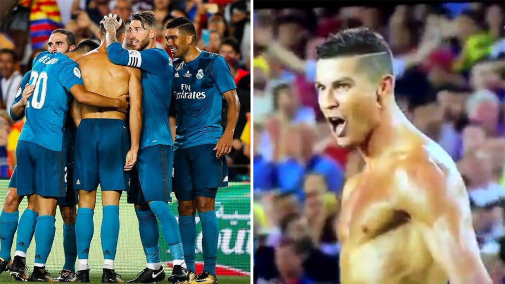 Cristiano Ronaldo mocks Lionel Messi with shirt celebration at Camp Nou