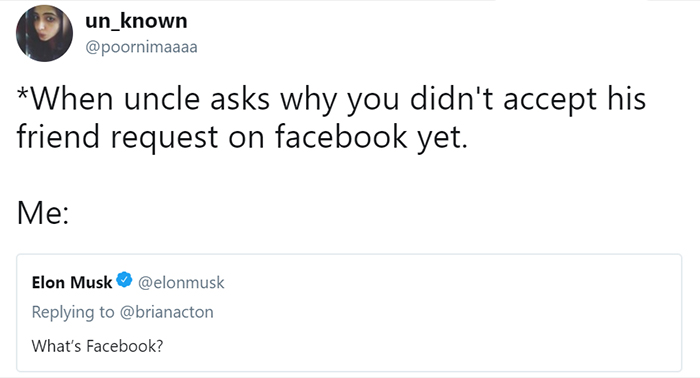 Elon Musk's 'What's Facebook?' Tweet Has Gotten The Internet Psyched ...