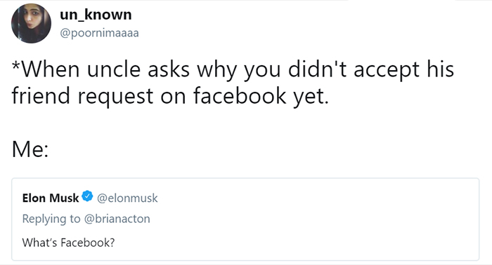 Elon Musk's 'what's Facebook?' Tweet Has Gotten The Internet Psyched 