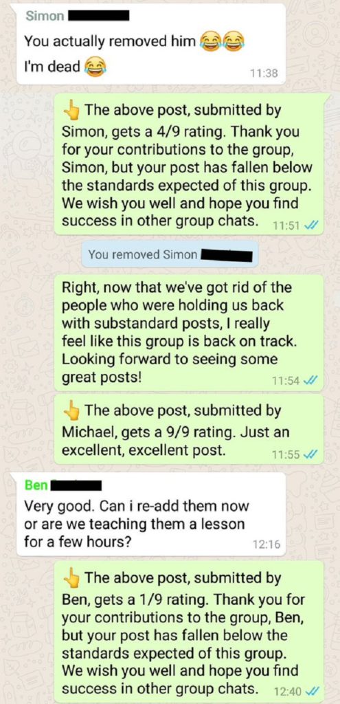 WhatsApp Group Admin Removes Members Posting Substandard Posts