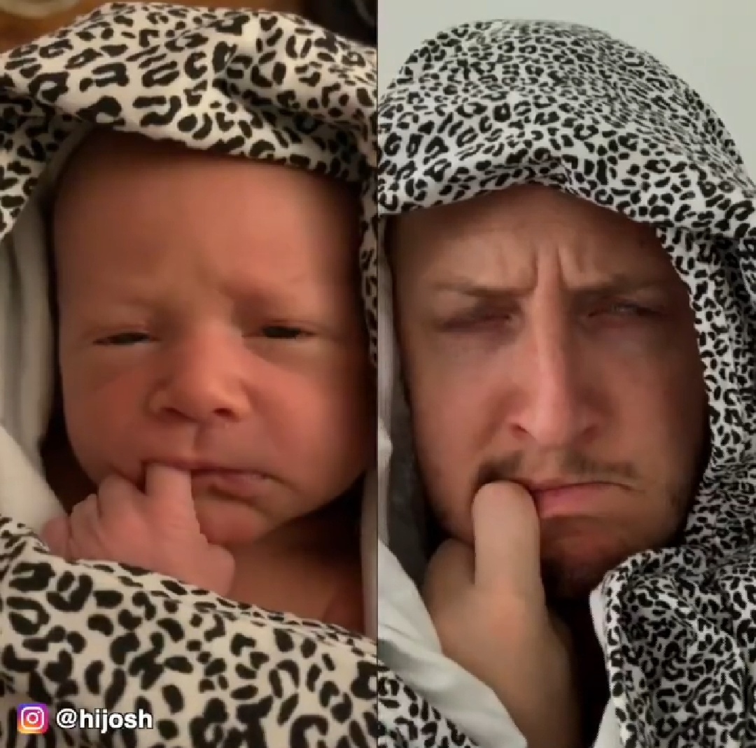Dad Imitates Baby’s “Milk-Drunk” Faces In An Adorable Video