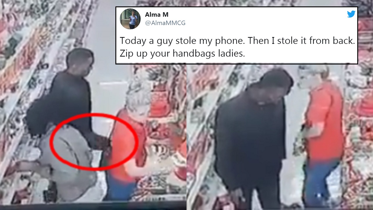 Man Caught Stealing Phone From Womans Bag She Snatches It Back