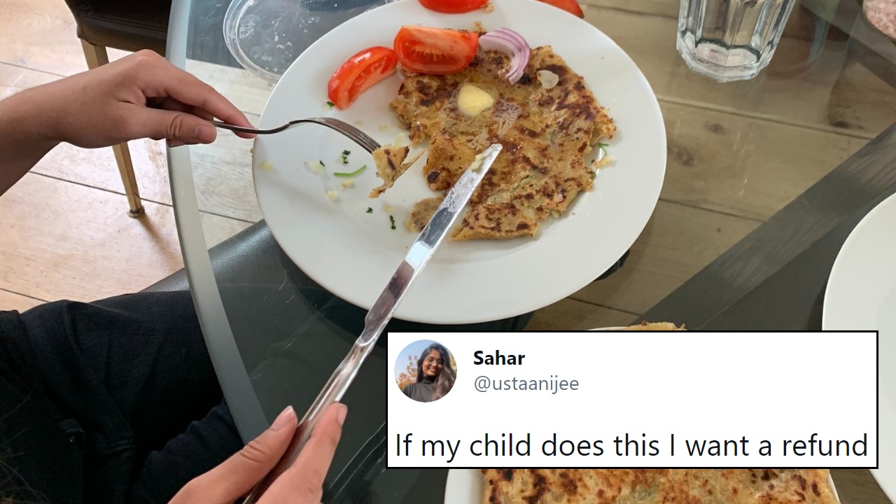 Punjabi Mom Reacts To Her Kid Eating Aloo Paratha With Fork & Knife