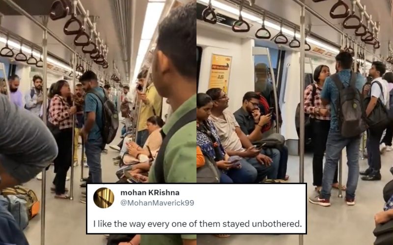 Fight Breaks Out Between Couple Inside Delhi Metro