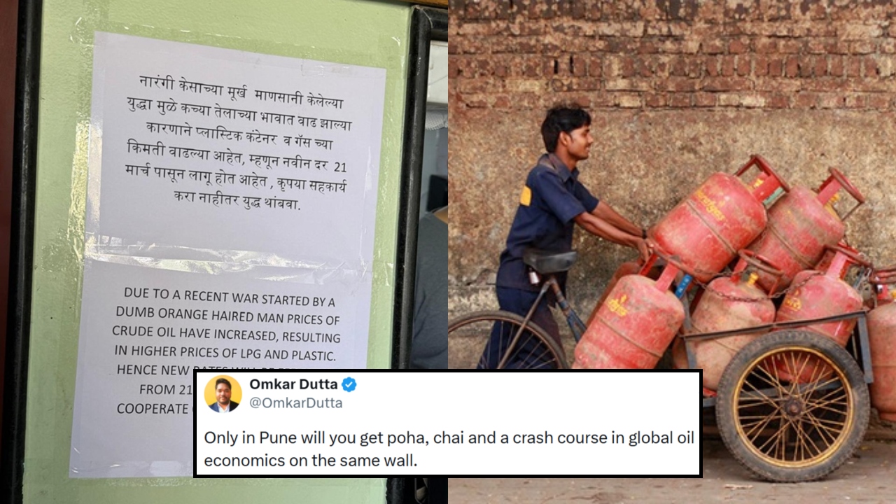 Pune Eatery's Witty Notice On LPG Price Hike Takes A Dig At Trump, Blames “Orange-Haired Man”
